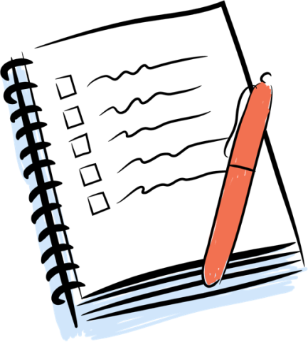 checklist with pen